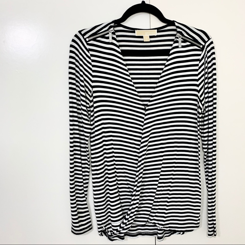 Michael Kors striped faux wrap top